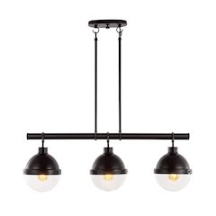 Caleb Industrial Farmhouse Iron/Glass Linear Led Pendant