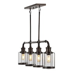 Abbott Farmhouse Industrial Iron/Glass Linear Led Pendant