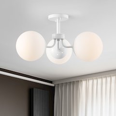 Olivier 3-Light Bohemian Farmhouse Iron/Frosted Glass LED Semi Flush Mount