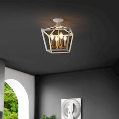 Plains 4-Light Iron Modern Farmhouse Led Flush Mount