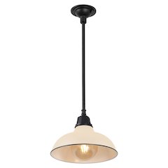 Jasper 12.25" 1-Light Industrial Indoor/Outdoor Iron LED Pendant, Matte Almond