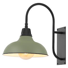 Indoor/Outdoor Iron LED Gooseneck Arm Outdoor Sconce, Matte Olive Green