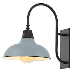 Indoor/Outdoor Iron LED Gooseneck Arm Outdoor Sconce, Matte Silver Blue