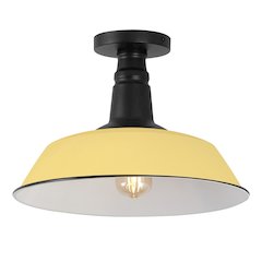 Indoor/Outdoor Iron LED Semi Flush Mount, Matte Yellow