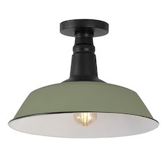 Indoor/Outdoor Iron LED Semi Flush Mount, Matte Olive Green