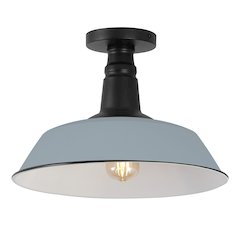 Indoor/Outdoor Iron LED Semi Flush Mount, Matte Silver Blue