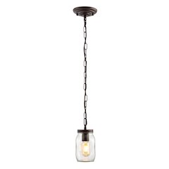 Gaines Farmhouse Industrial Iron Mason Jar Led Pendant