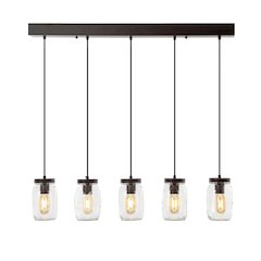 Gaines Farmhouse Industrial Iron Mason Jar Led Pendant