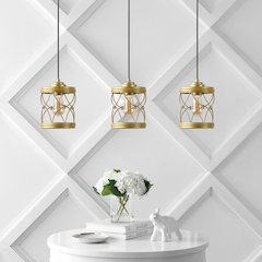 Marelle 1-Light Farmhouse Industrial Iron Filigree Caged Jar Led Pendant