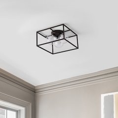 Kyle 3-Light Modern Farmhouse Metal/Iron Open-Caged Led Flush Mount
