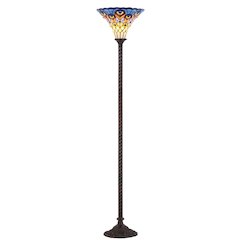 Peacock Tiffany Style Torchiere Led Floor Lamp
