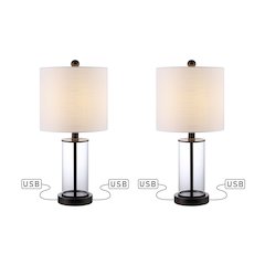 Abner Glass Modern Contemporary Usb Charging Led Table Lamp (Set Of 2)