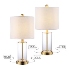 Abner Glass Modern Contemporary Usb Charging Led Table Lamp (Set Of 2)