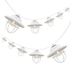 10-Light 10 ft. Farmhouse Incandescent G40 Metal Cage Shade String Lights, White