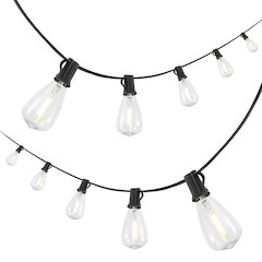 10-Light 10 ft. Rustic Industrial ST38 Clear Bulb String Lights, Black - LED