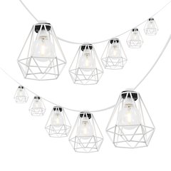 10-Light 10 ft. Transitional Incandescent G40 Diamond Cage String Lights, White