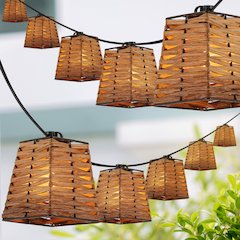 Vintage Incandescent G40 Square Bamboo Shaded String Lights