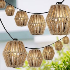 Incandescent C7 Lantern Hemp Rope Shaded String Lights
