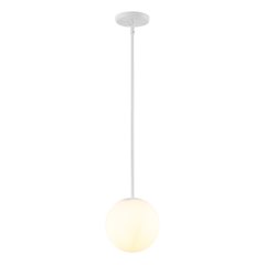 Bleecker 7.75" Metal/Glass Globe LED Pendant, White