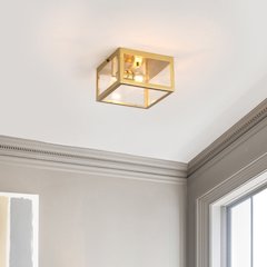 Eleanor 1-Light Farmhouse Industrial Square Iron/Glass Case Led Flush Mount