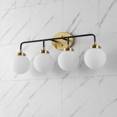 Caleb 4-Light Contemporary Transitional Iron/Glass Led Vanity Light