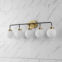 Caleb 5-Light Contemporary Transitional Iron/Glass Led Vanity Light