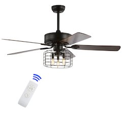 Asher Industrial Metal/Wood Led Ceiling Fan With Remote