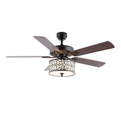 Paolo Farmhouse Industrial Iron Scroll Drum Shade Led Ceiling Fan With Remote