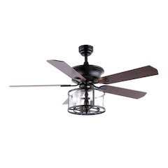 Braxton Farmhouse Industrial Iron Drum Shade Led Ceiling Fan With Remote