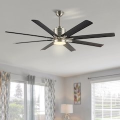 Octo Contemporary Industrial Iron/Plastic Ceiling Fan With Integrated Led Light