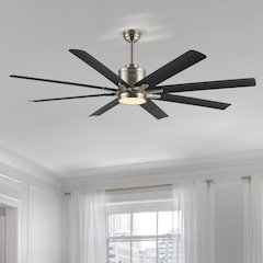 Octo Contemporary Industrial Iron/Plastic Ceiling Fan With Integrated Led Light