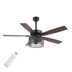 Max Farmhouse Industrial Iron/Wood Mobile Appremote Controlled Led Ceiling Fan