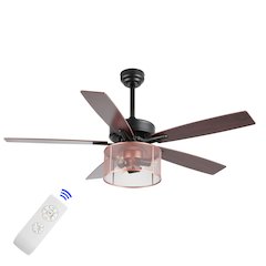 Max Farmhouse Industrial Iron/Wood Mobile Appremote Controlled Led Ceiling Fan