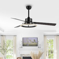 Iron/Acrylic/Wood Remote-Controlled 6-Speed Integrated Led Ceiling Fan