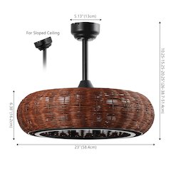 6-Light Modern Bohemian 6-Speed Metal Ratta Lantern LED Ceiling Fan