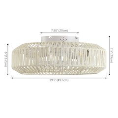 4-Light Modern Bohemian 6-Speed Metal Rattan Lantern LED Ceiling Fan