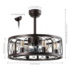 6-Light Industrial Farmhouse 6-Speed Caged LED Ceiling Fan