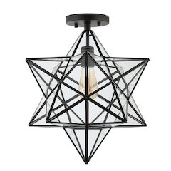 Ava Farmhouse Bohemian Iron/Glass Led Semi Flush Mount