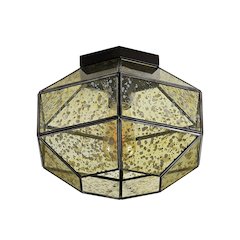 Evelyn Vintage Farmhouse Iron/Glass Led Flush Mount