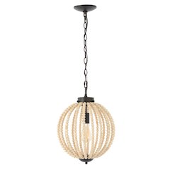 Abril Rustic Bohemian Iron/Wood Bead Led Pendant