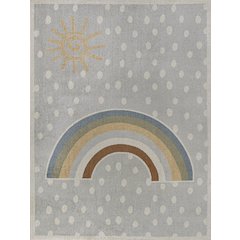 Minha Rainbow Dot Modern Machine Washable Area Rug