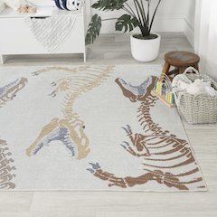 Kingdarr T-Rex Modern Kids Machine-Washable Area Rug