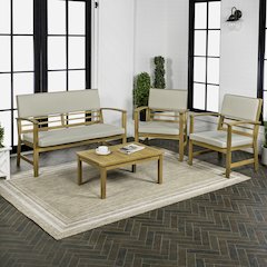 Barclay 4-Piece Modern Coastal Acacia Wood Conversation Outdoor Patio Set