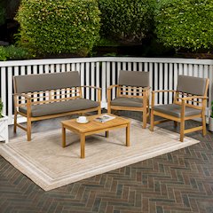 Barclay 4-Piece Modern Coastal Acacia Wood Conversation Outdoor Patio Set
