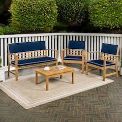 Barclay Modern 4-Piece Acacia Wood Outdoor Patio Conversation Set