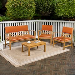 Barclay 4-Piece Modern Coastal Acacia Wood Conversation Outdoor Patio Set