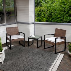 Selby Modern 3-Piece Brown Woven Rattan Outdoor Patio Conversation Set