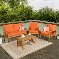 Everly 4-Piece Modern Cottage Acacia Wood Outdoor Patio Set