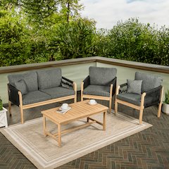 Tavira 4-Piece Modern Bohemian Acacia Wood Outdoor Patio Set