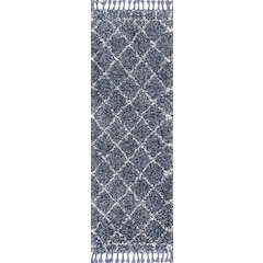 Mercer Shag Plush Tassel Moroccan Geometric Trellis Area Rug